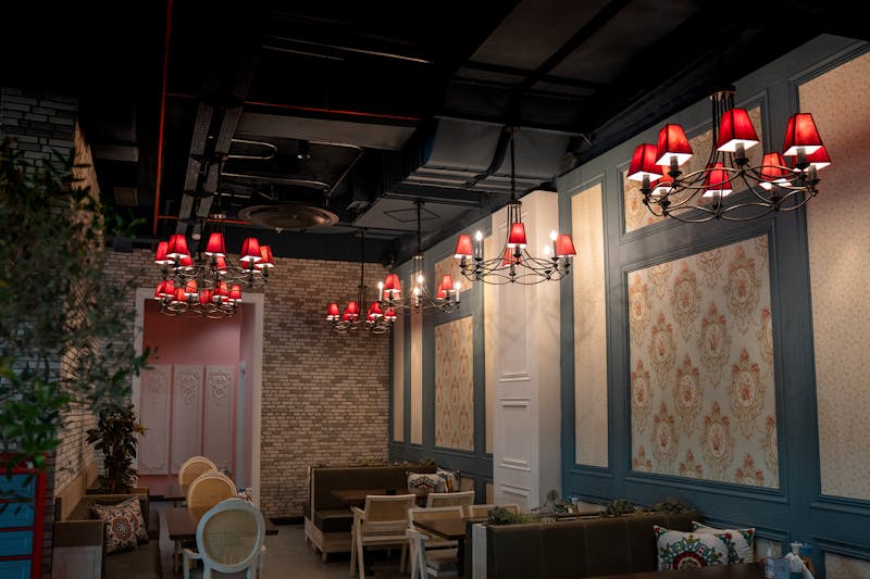 Cafe Rio restaurant interior with warm lighting and inviting atmosphere